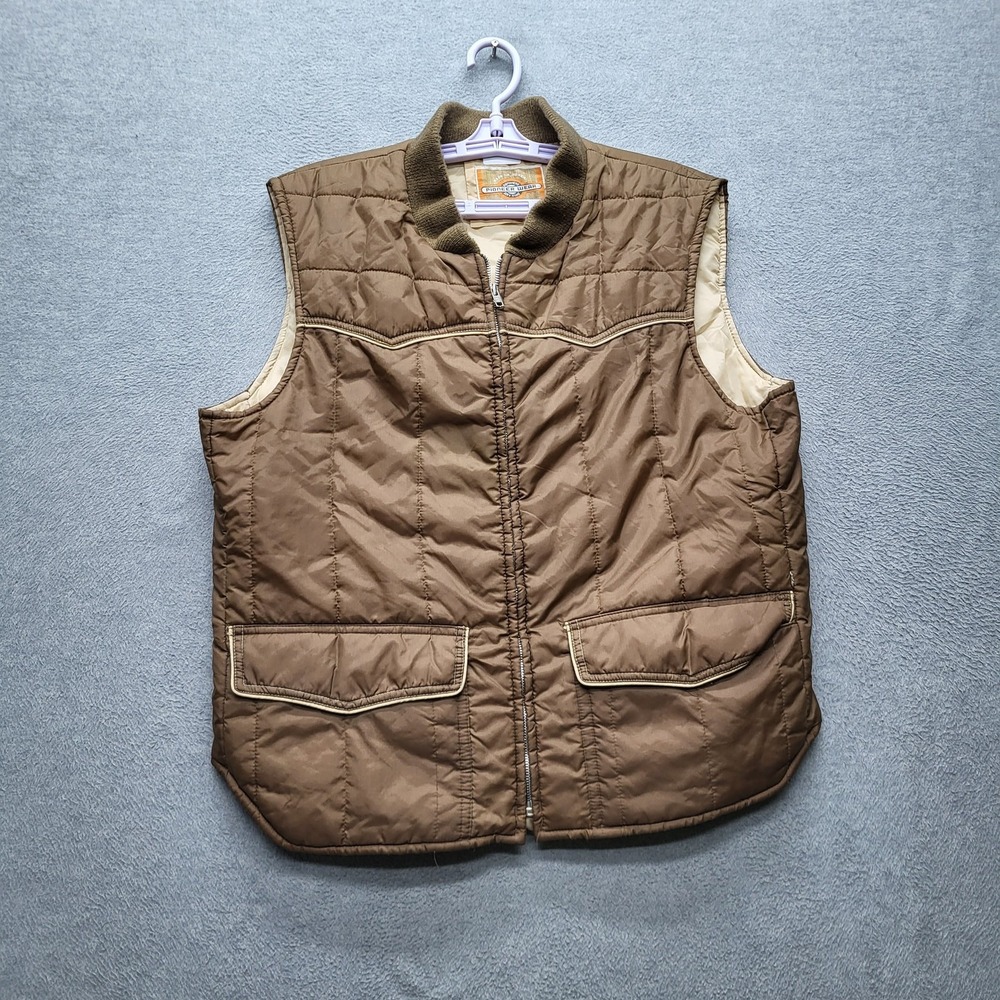 VINTAGE Pioneer Wear Men Vest L Brown Western Gorpcore Outdoor 80s‎ USA
